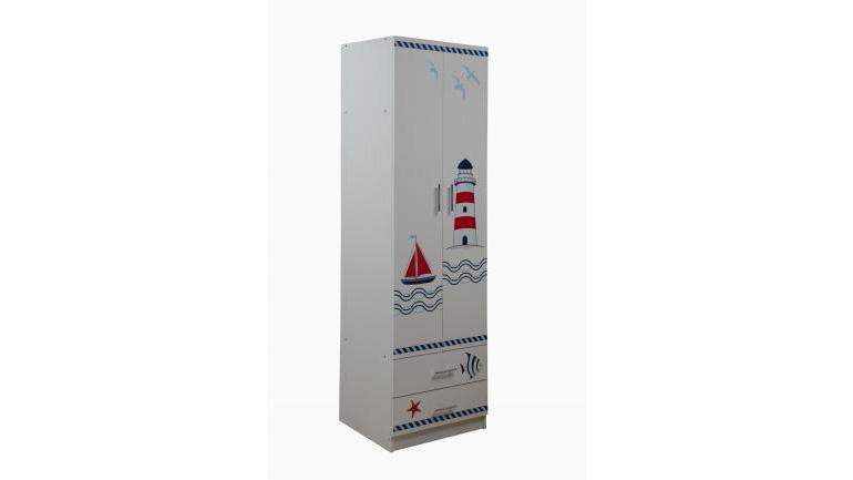Шкаф для одежды Лего - 3 (УФ-печать) лдсп белый/кораблик