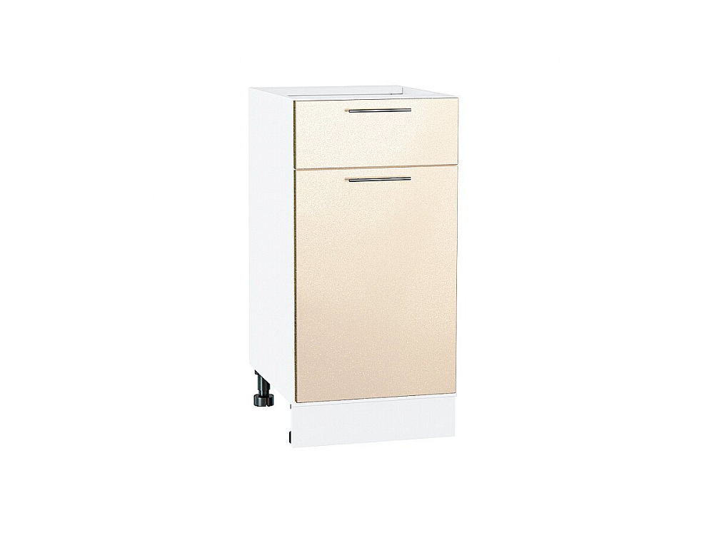 Шкаф нижний с 1-ой дверцей и ящиком Валерия-М (816х400х478) Белый/Бежевый металлик