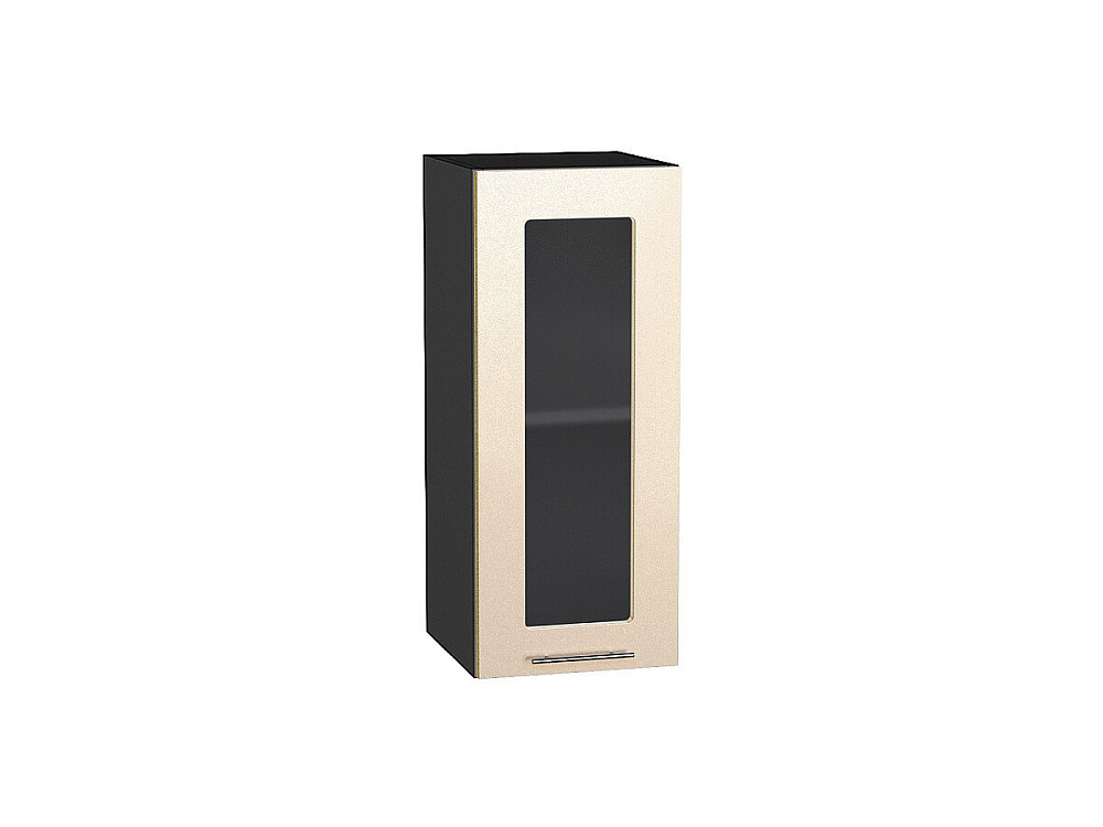 Шкаф верхний с 1-ой остекленной дверцей Валерия-М (716х300х318) graphite/Бежевый металлик