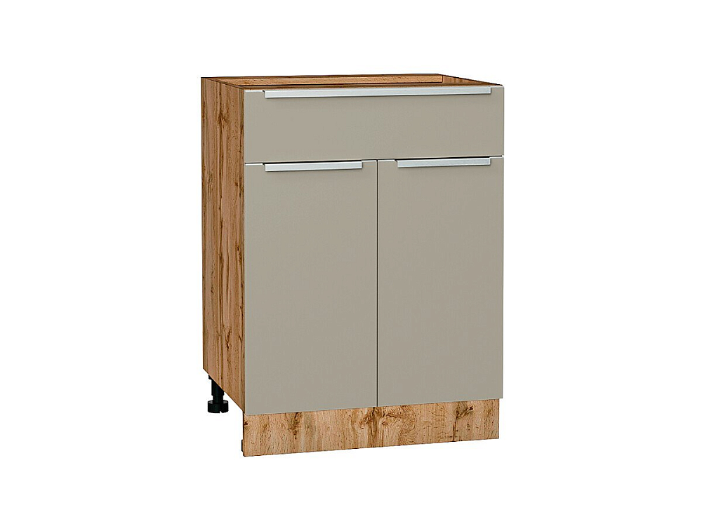 Шкаф нижний с 2-мя дверцами и ящиком Фьюжн (816х600х480) Дуб Вотан/silky grey