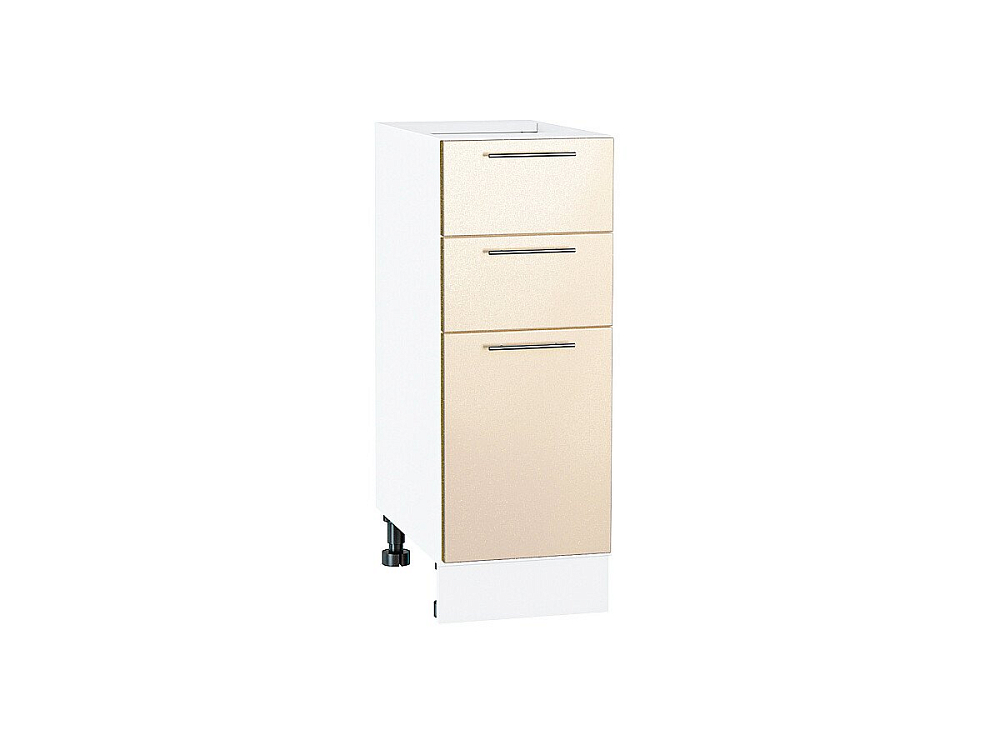 Шкаф нижний с 3-мя ящиками Валерия-М (816х300х478) Белый/Бежевый металлик