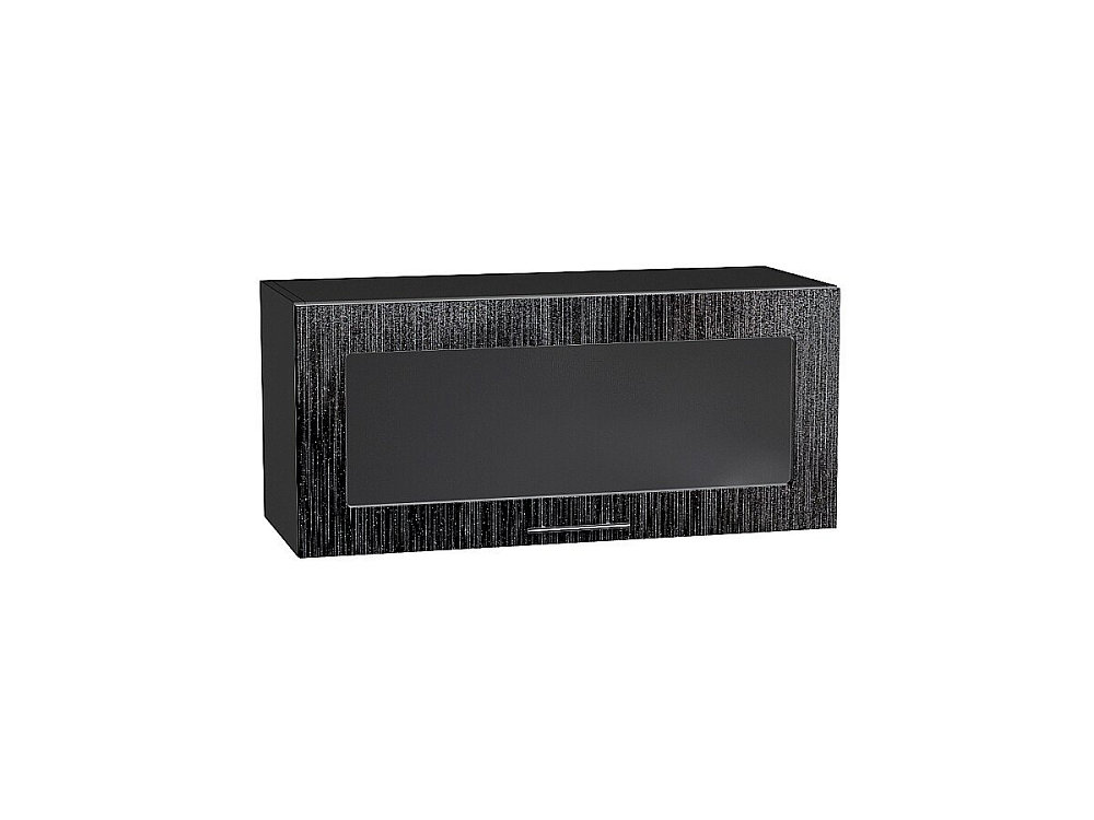 Шкаф верхний горизонтальный остекленный Валерия-М (358х800х318) graphite/Черный металлик дождь