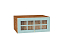 Шкаф верхний горизонтальный остекленный глубокий Прованс (358х800х574) Дуб Вотан/Голубой