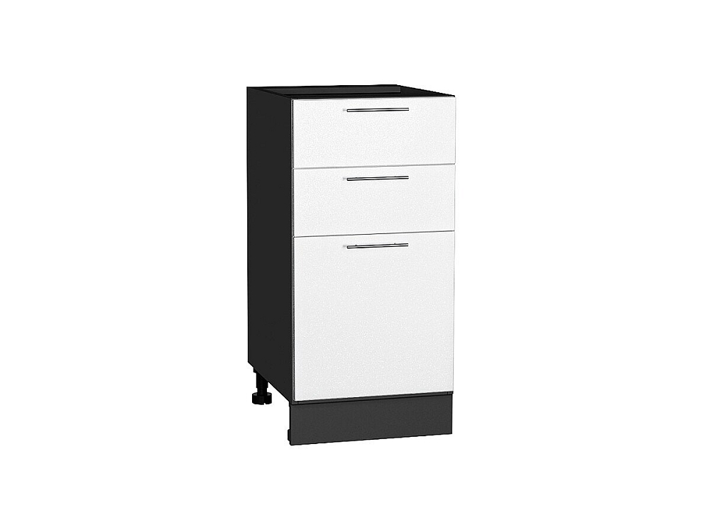 Шкаф нижний с 3-мя ящиками Валерия-М (816х400х478) graphite/Белый металлик