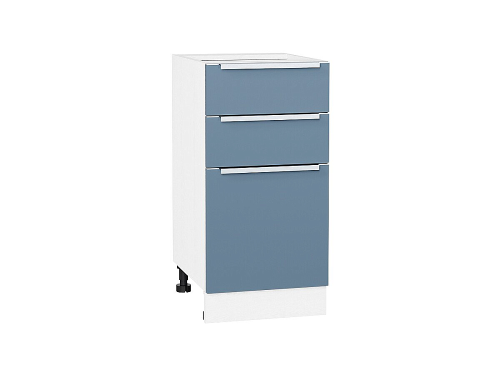 Шкаф нижний с 3-мя ящиками Фьюжн (816х400х480) Белый/silky blue