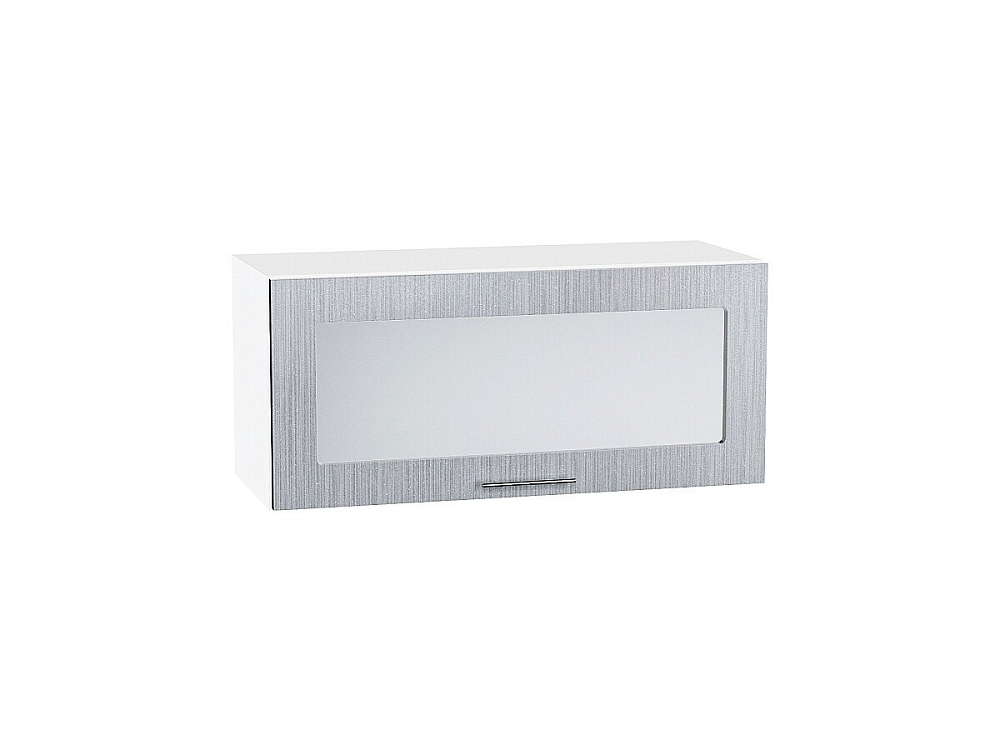 Шкаф верхний горизонтальный остекленный Валерия-М (358х800х318) Белый/Серый металлик дождь светлый
