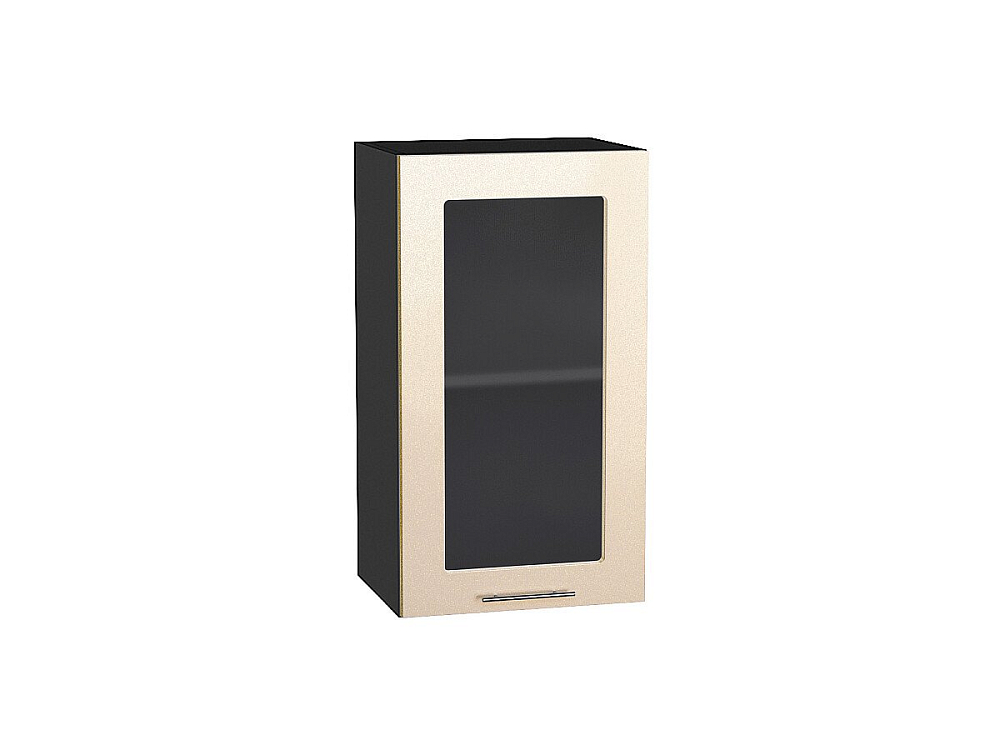 Шкаф верхний с 1-ой остекленной дверцей Валерия-М (716х400х318) graphite/Бежевый металлик