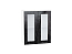 Шкаф верхний с 2-мя остекленными дверцами Валерия-М (716х600х318) Белый/Черный металлик дождь