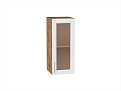 Шкаф верхний с 1-ой остекленной дверцей Сканди (716х300х320) Дуб Вотан/white softwood