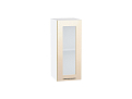 Шкаф верхний с 1-ой остекленной дверцей Валерия-М (716х300х318) Белый/Бежевый металлик