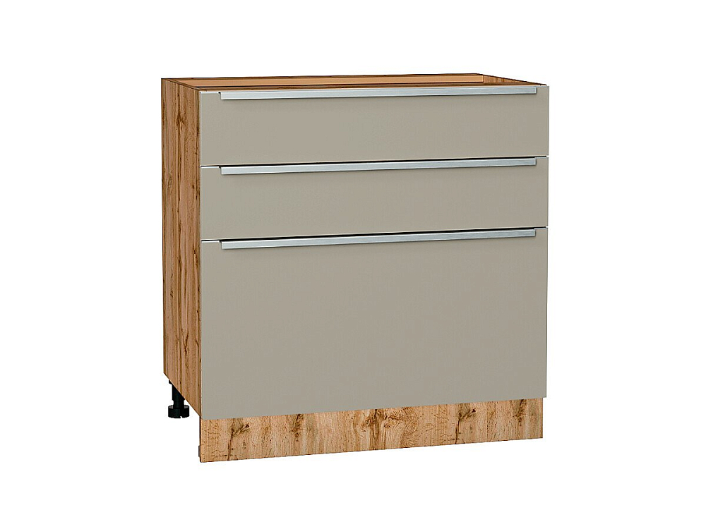 Шкаф нижний с 3-мя ящиками Фьюжн (816х800х480) Дуб Вотан/silky grey