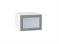Шкаф верхний горизонтальный остекленный с увеличенной глубиной Сканди (358х500х576) Белый/grey softwood