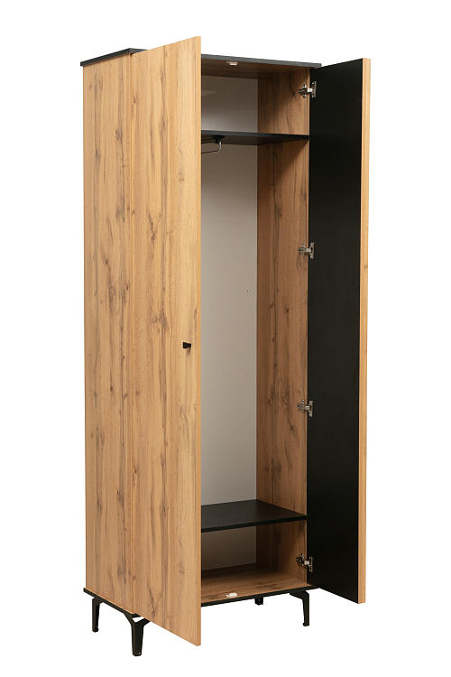 Шкаф для одежды 51.01 Либерти (опора метал. h=150мм) дуб вотан/черный/профиль masa decor дуб вотан