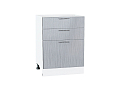 Шкаф нижний с 3-мя ящиками Валерия-М (816х600х480) Белый/Серый металлик дождь светлый