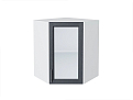 Шкаф верхний угловой остекленный Сканди (716х600х600) Белый/graphite softwood