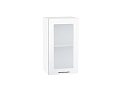 Шкаф верхний с 1-ой остекленной дверцей Валерия-М (716х400х318) Белый/белый глянец