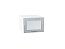 Шкаф верхний горизонтальный остекленный глубокий Валерия-М (358х500х574) Белый/Серый металлик дождь светлый