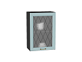 Шкаф верхний с 1-ой остекленной дверцей Ницца (716х500х318) graphite/Голубой