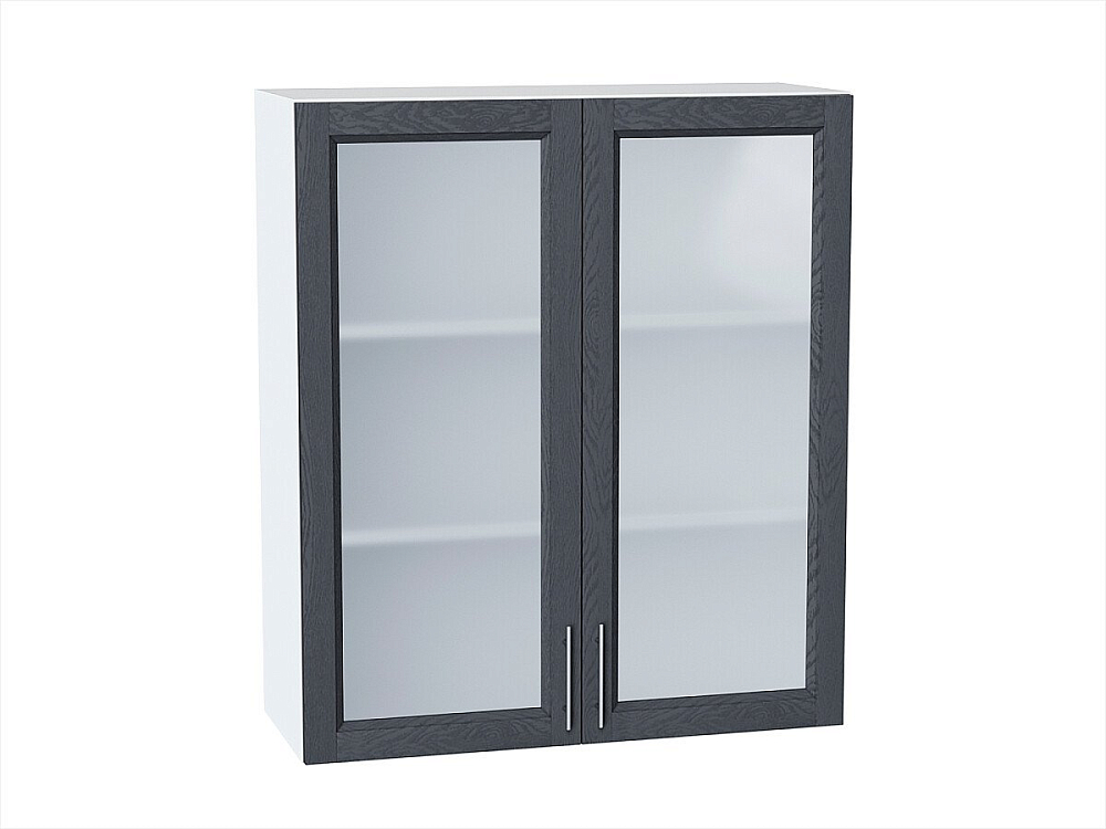 Шкаф верхний с 2-мя остекленными дверцами Сканди (920х800х320) Белый/graphite softwood