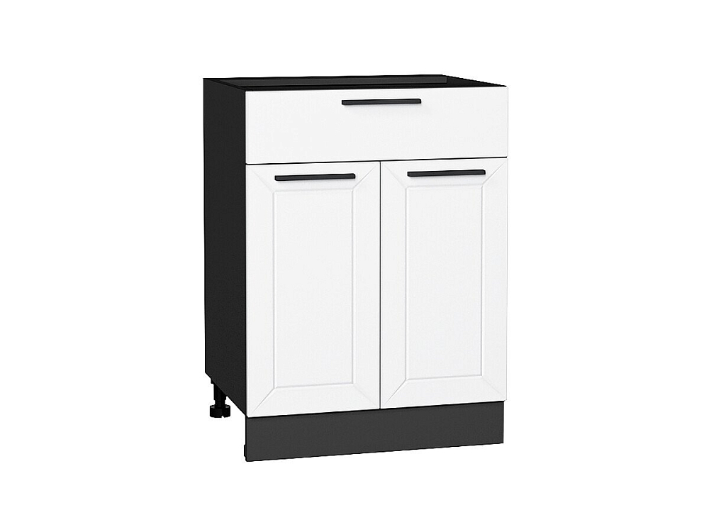 Шкаф нижний с 2-мя дверцами и ящиком Глетчер (816х600х478) graphite/Айленд Силк