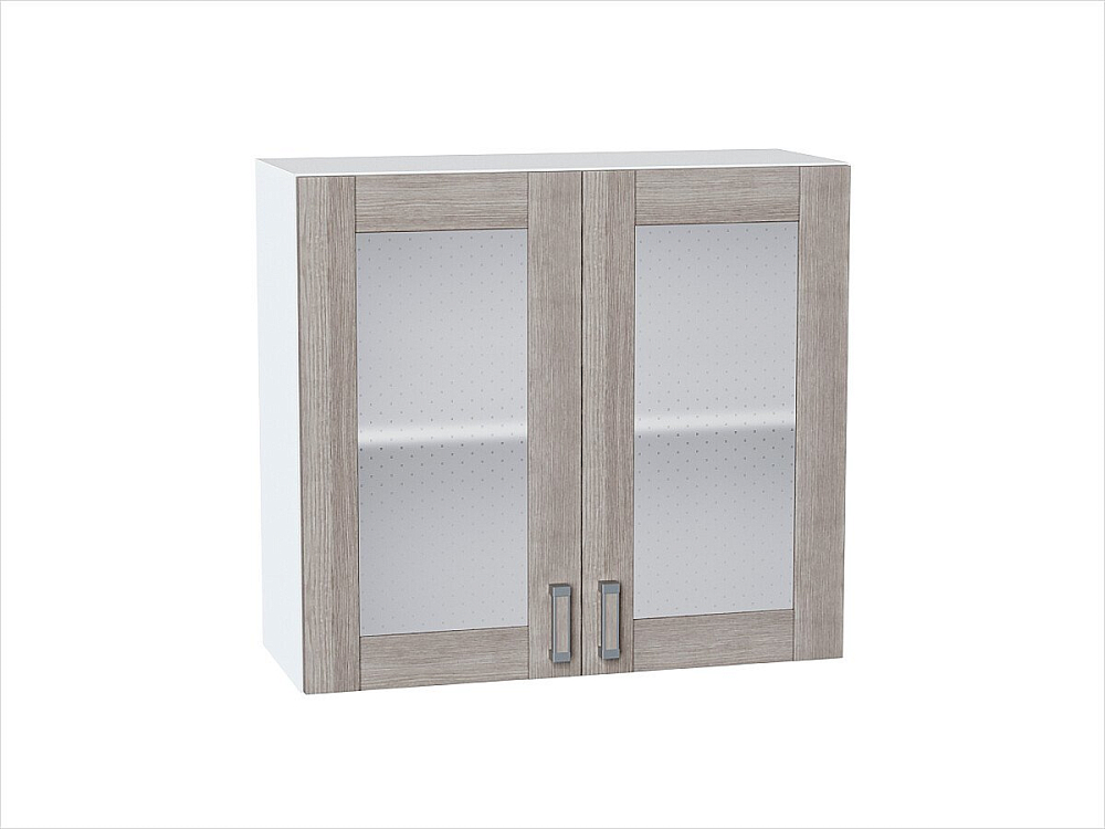 Шкаф верхний с 2-мя остекленными дверцами Лофт (716х800х320) Белый/cappuccino veralinga