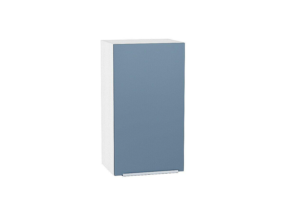 Шкаф верхний с 1-ой дверцей Фьюжн (716х400х320) Белый/silky blue