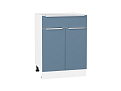 Шкаф нижний с 2-мя дверцами и ящиком Фьюжн (816х600х480) Белый/silky blue