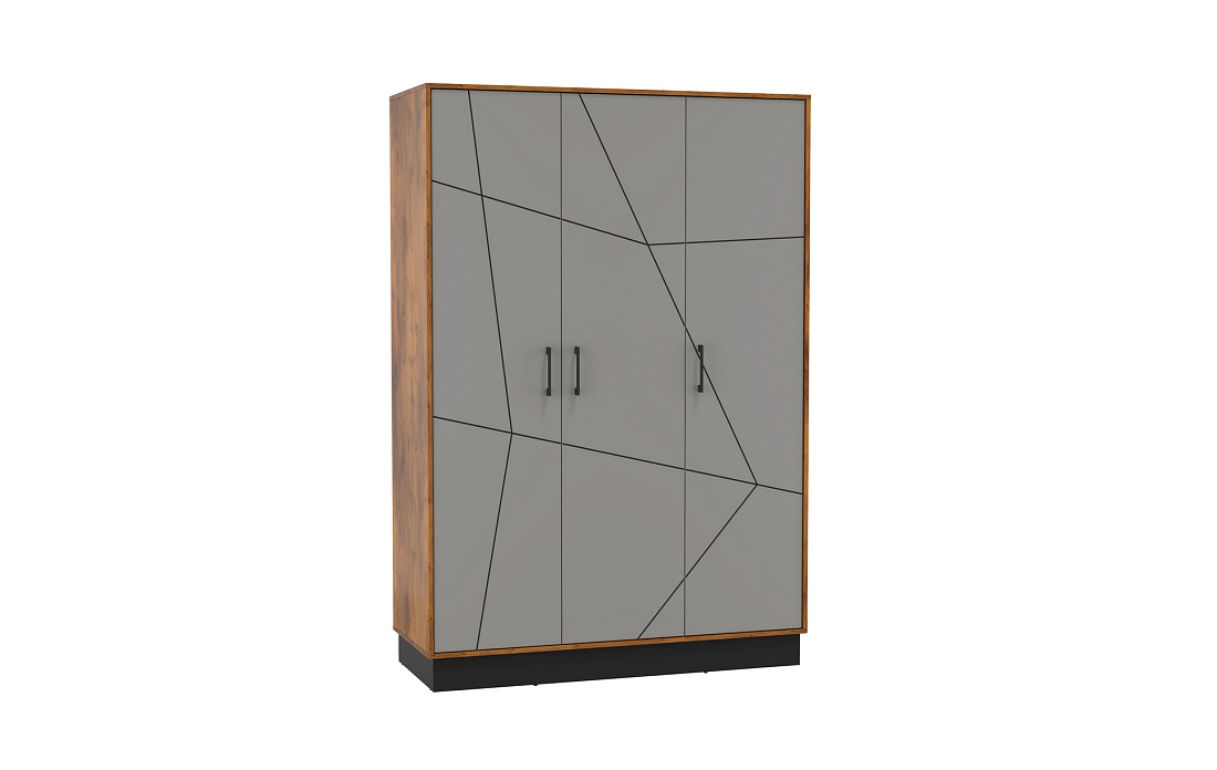 Шкаф для одежды 54.12 Гамма (3-х дв.) таксония/черный/ПВХ грей