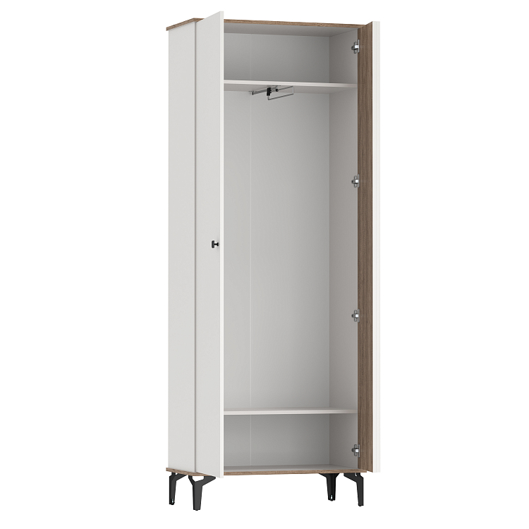 Шкаф для одежды 51.01 Либерти (опора метал. h=150мм) белый/кромка дуб каньон/профиль masa decor белый