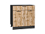 Шкаф нижний с 2-мя дверцами и ящиком Флэт (816х800х478) Graphite/Wotan Oak 2S