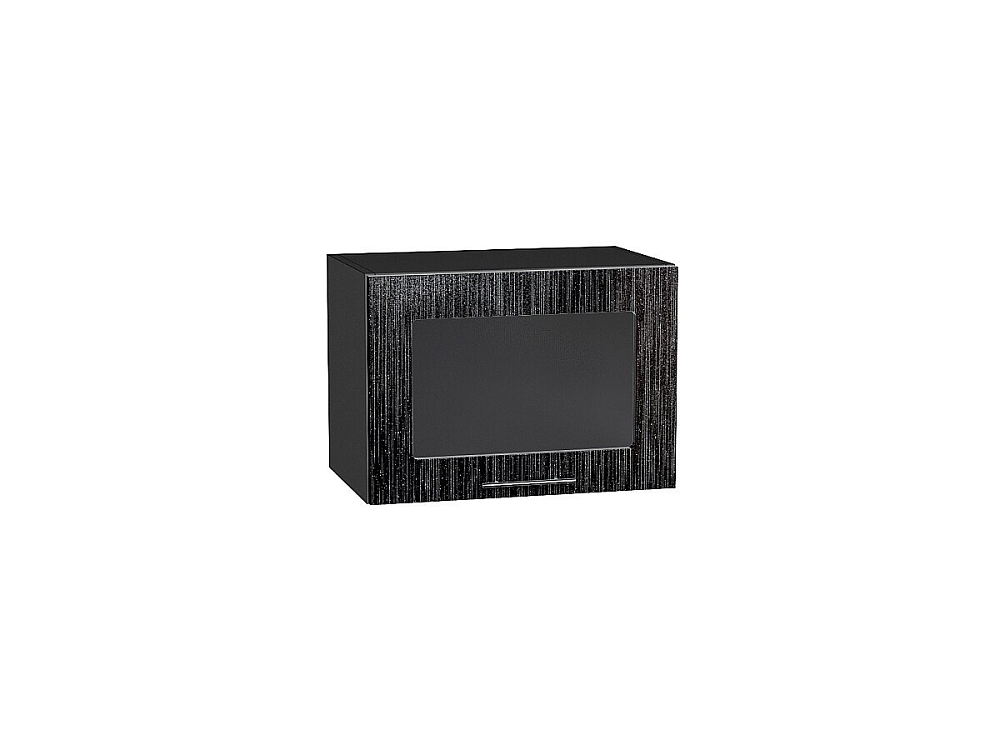 Шкаф верхний горизонтальный остекленный Валерия-М (358х500х318) graphite/Черный металлик дождь