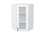 Шкаф верхний угловой остекленный Лофт (920х600х600) Белый/Super White