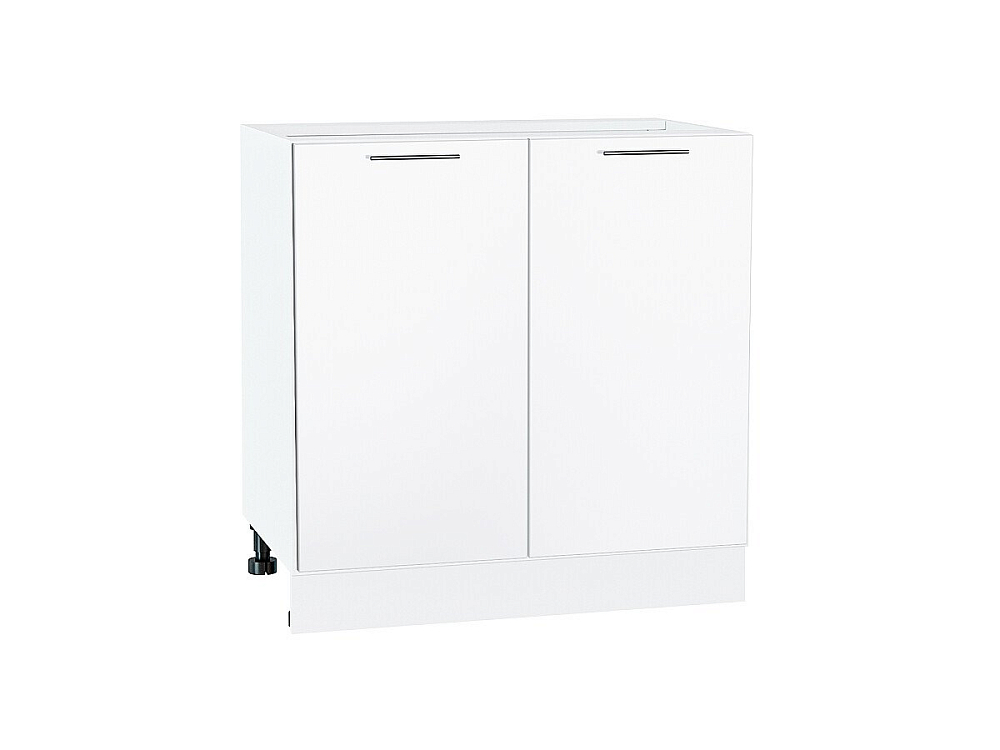 Шкаф нижний с 2-мя дверцами Валерия-М (816х800х478) Белый/белый глянец