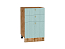 Шкаф нижний с 3-мя ящиками Прованс (816х500х478) Дуб Вотан/Голубой