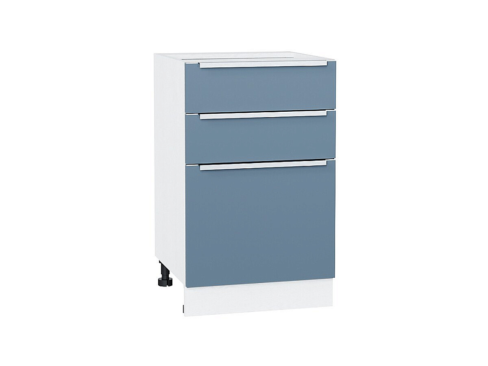 Шкаф нижний с 3-мя ящиками Фьюжн (816х500х480) Белый/silky blue