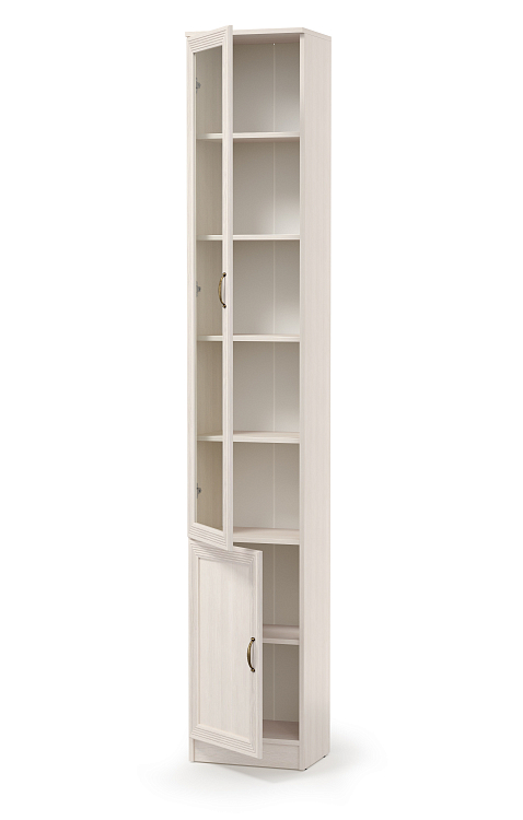 Шкаф - пенал  В - 17 Оливия вудлайн кремовый/ДВПО белый/masa decor аруша венге/профиль masa decor аруша венге