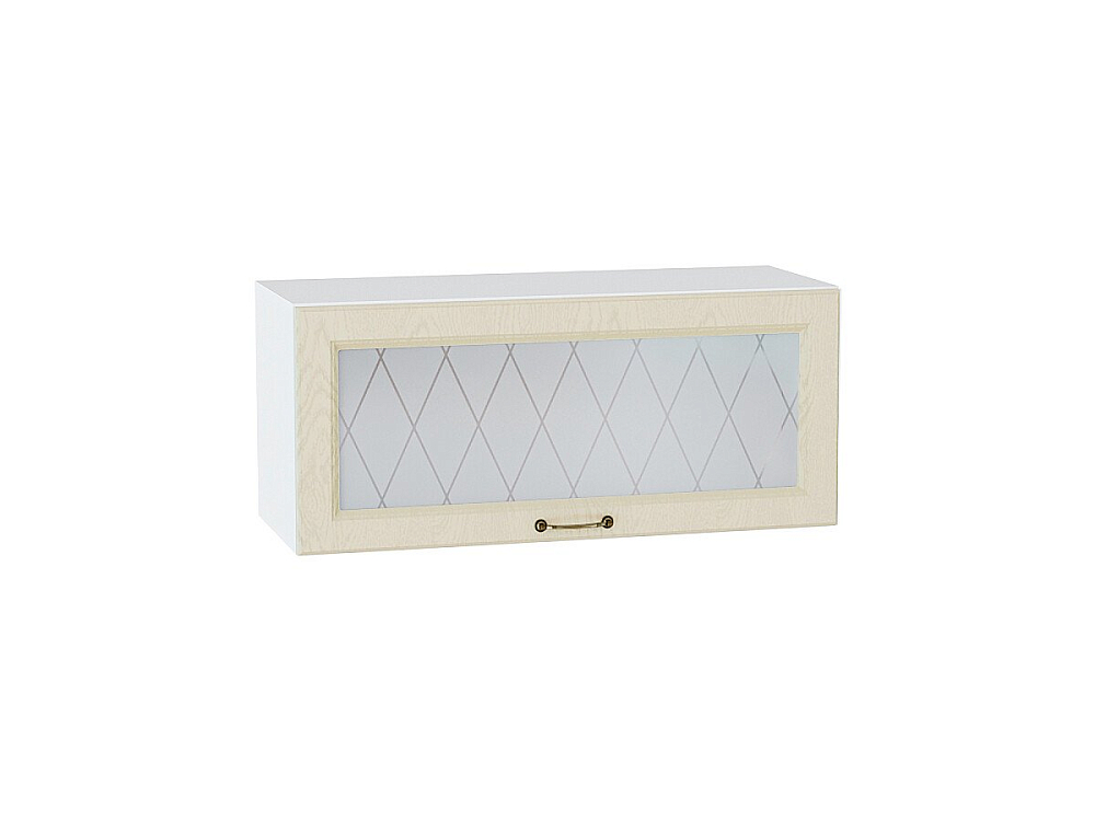 Шкаф верхний горизонтальный остекленный Ницца (358х800х318) Белый/Дуб крем