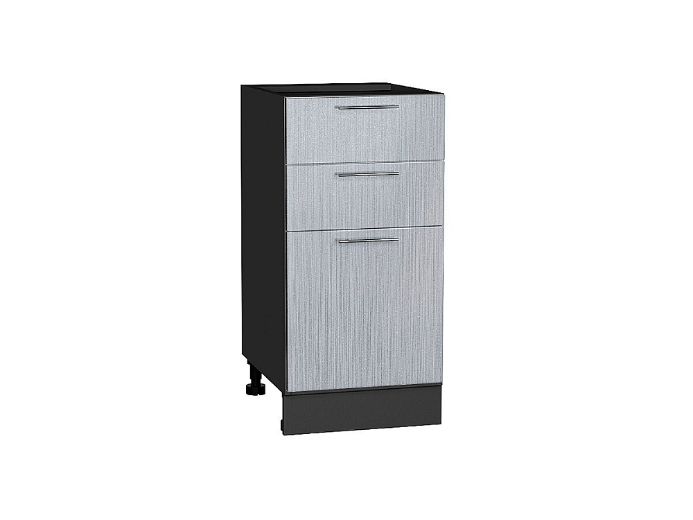 Шкаф нижний с 3-мя ящиками Валерия-М (816х400х478) graphite/Серый металлик дождь светлый