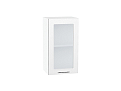 Шкаф верхний с 1-ой остекленной дверцей Валерия-М (716х400х318) Белый/белый металлик