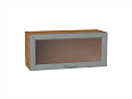 Шкаф верхний горизонтальный остекленный Сканди (358х800х320) Дуб Вотан/grey softwood