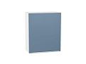 Шкаф верхний с 1-ой дверцей Фьюжн (716х600х320) Белый/silky blue