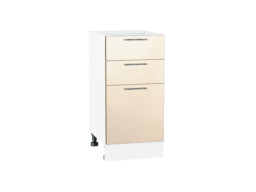 Шкаф нижний с 3-мя ящиками Валерия-М (816х400х478) Белый/Бежевый металлик
