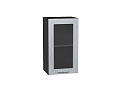 Шкаф верхний с 1-ой остекленной дверцей Валерия-М (716х400х318) graphite/Серый металлик дождь светлый
