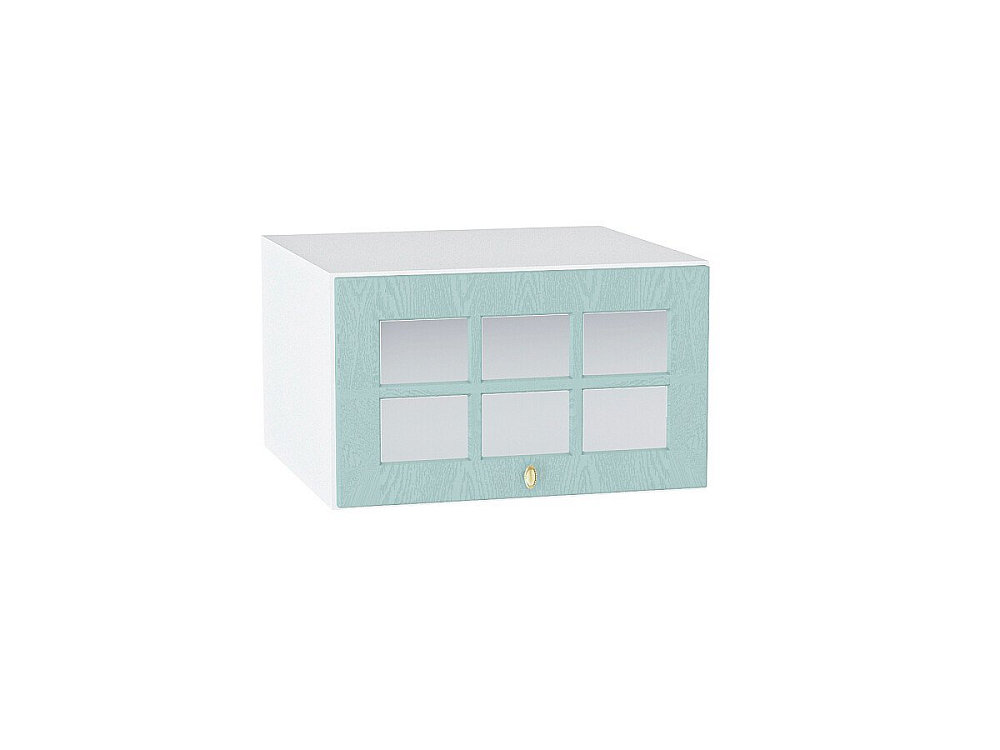 Шкаф верхний горизонтальный остекленный с увеличенной глубиной Прованс (358х600) Белый/Голубой