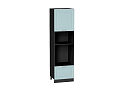 Шкаф пенал с 1-ой дверцей и ящиком под технику Ницца (2132х600х574) graphite/Голубой