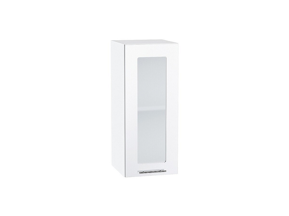 Шкаф верхний с 1-ой остекленной дверцей Валерия-М (716х300х318) Белый/белый глянец