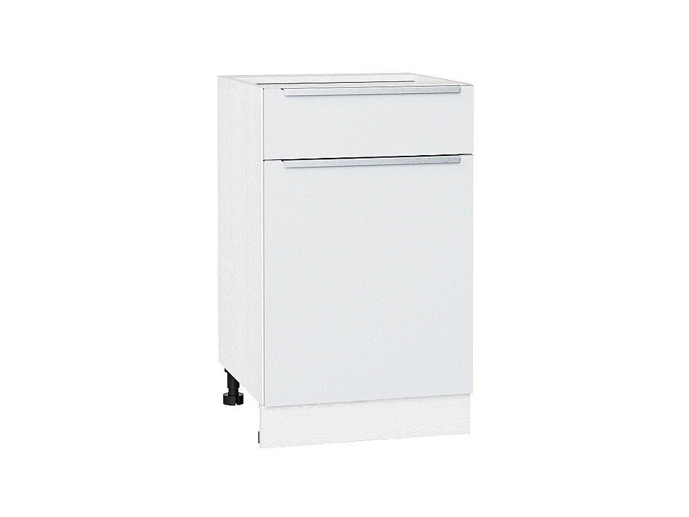 Шкаф нижний с 1-ой дверцей и ящиком Фьюжн (816х500х480) Белый/silky white