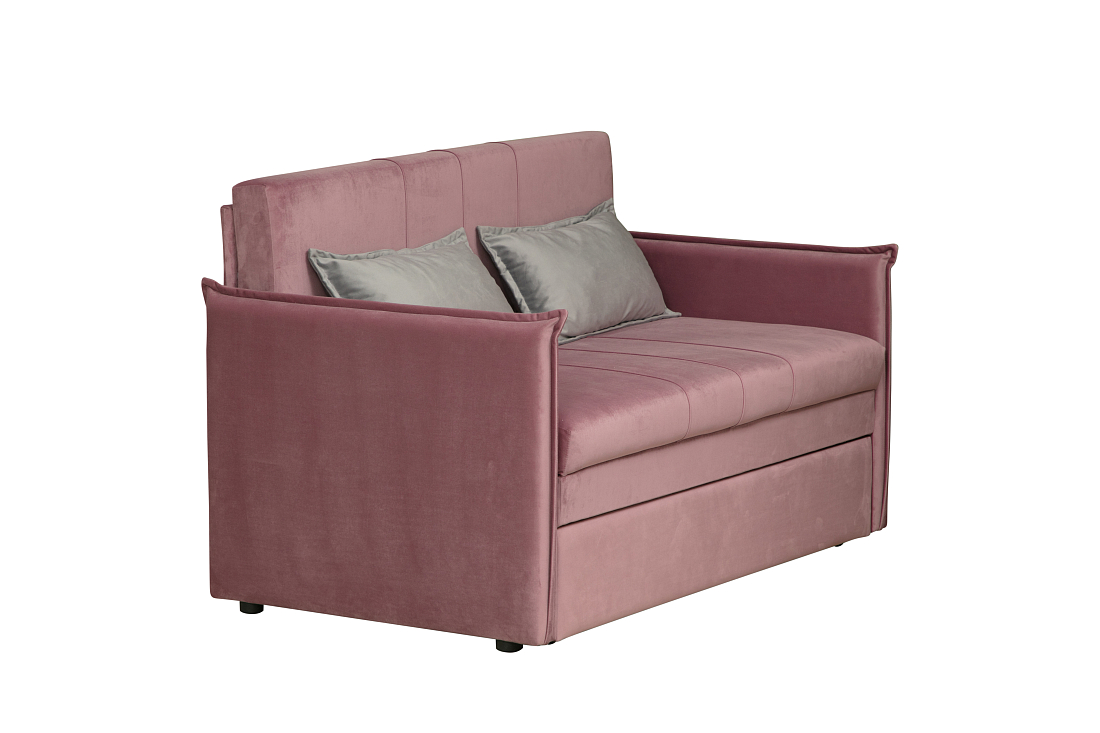Дэнди М2 / Диван - кровать (2 думки) велюр тенерифе розовый/велюр тенерифе грей