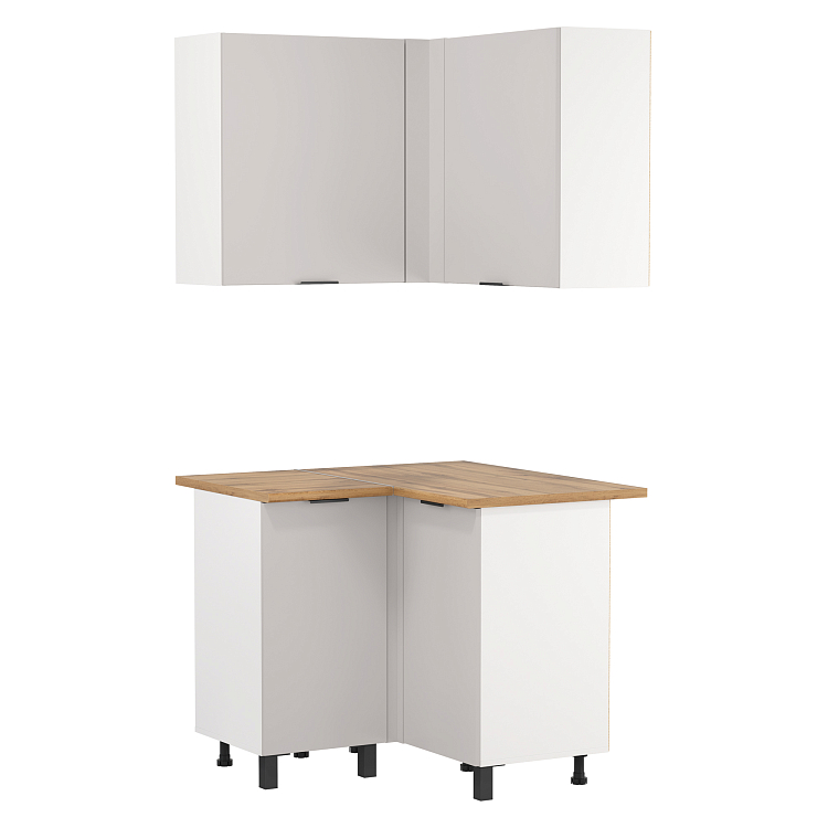 Шкаф навесной угловой Венера ЛДСП белый/фасад ЛДСП кашемир/ДВПО белый