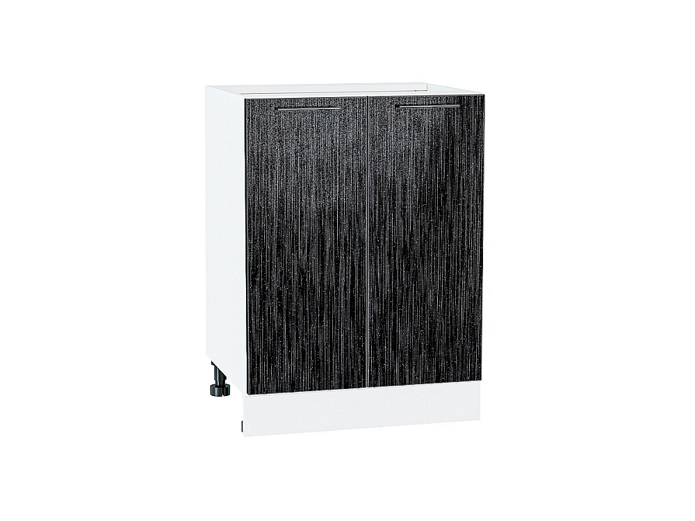Шкаф нижний с 2-мя дверцами Валерия-М (816х600х478) Белый/Черный металлик дождь